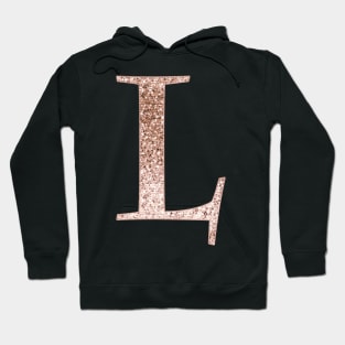 L rose gold glitter monogram letter Hoodie